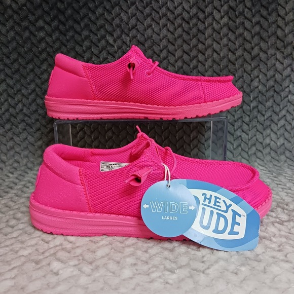 Hey Dude Shoes - Hey Dude Wendy Funk Mono Wide Electric Pink Women's Sneakers Shoes Size 6D